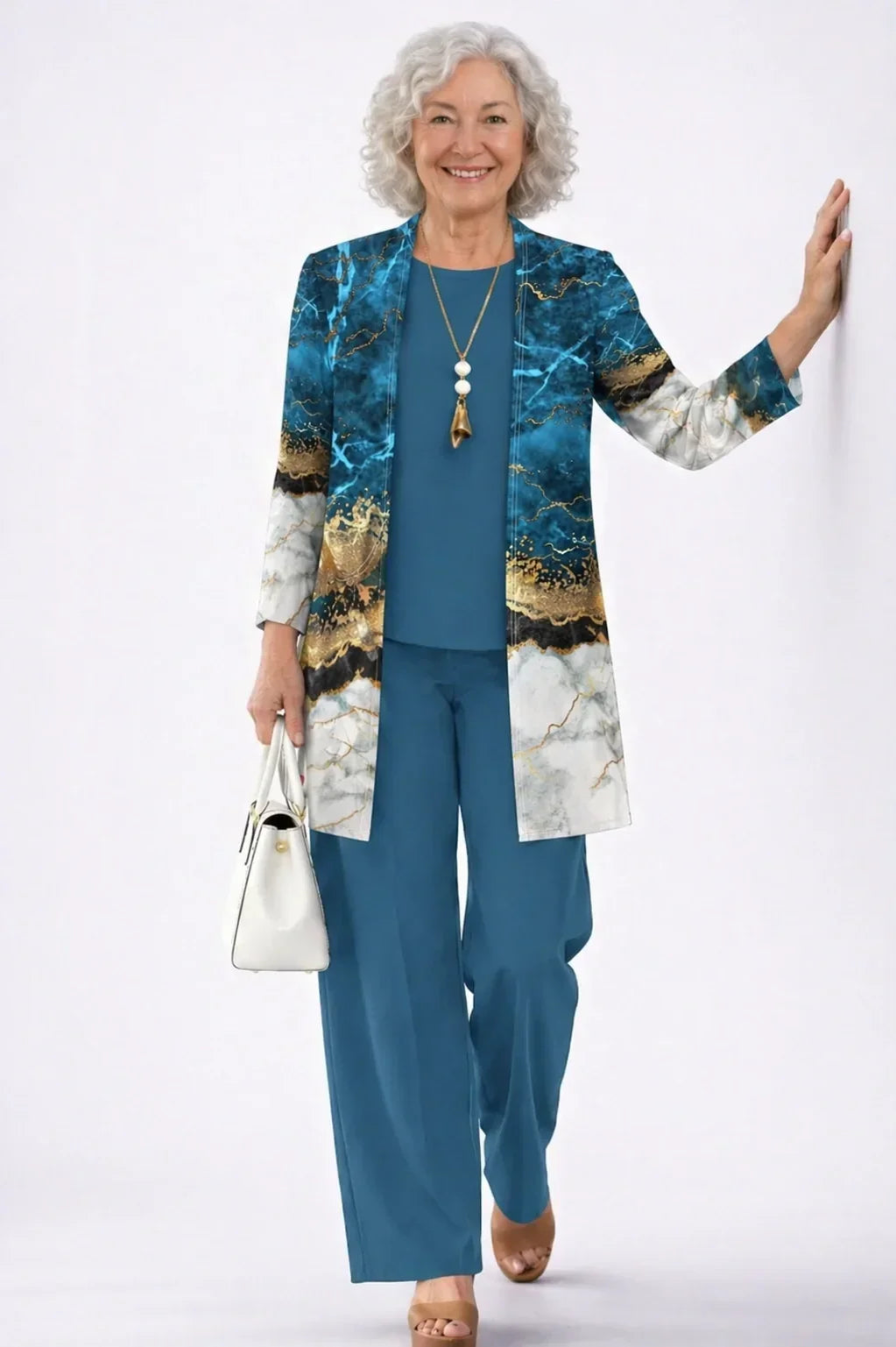 Juno | Teal &amp; Gold Marble Three-Piece Set