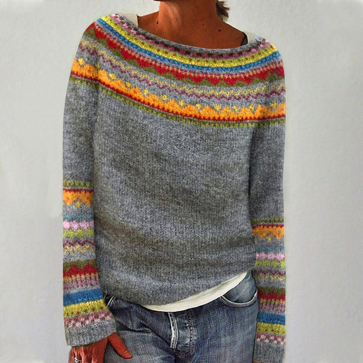 Rainbow Yoke Knit Sweater Sharon