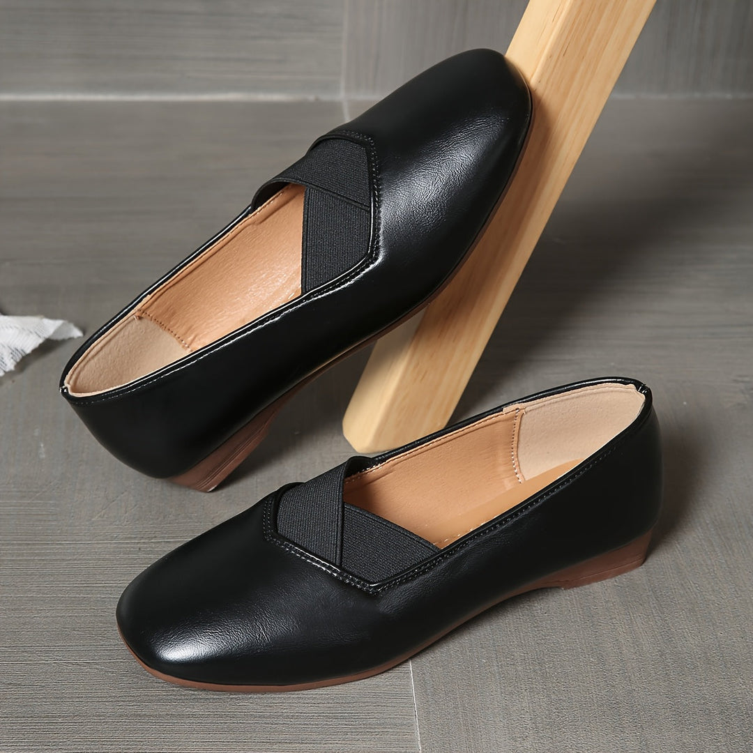 Delphine™ | Cross-Strap Square-Toe Flats