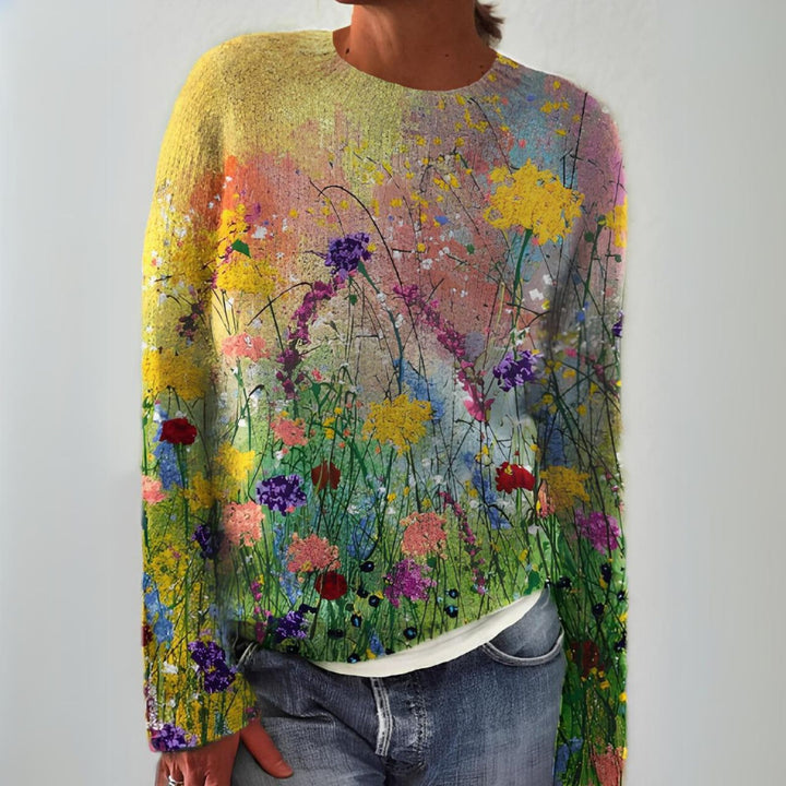 Watercolor Meadow Knit Sweater Theresa