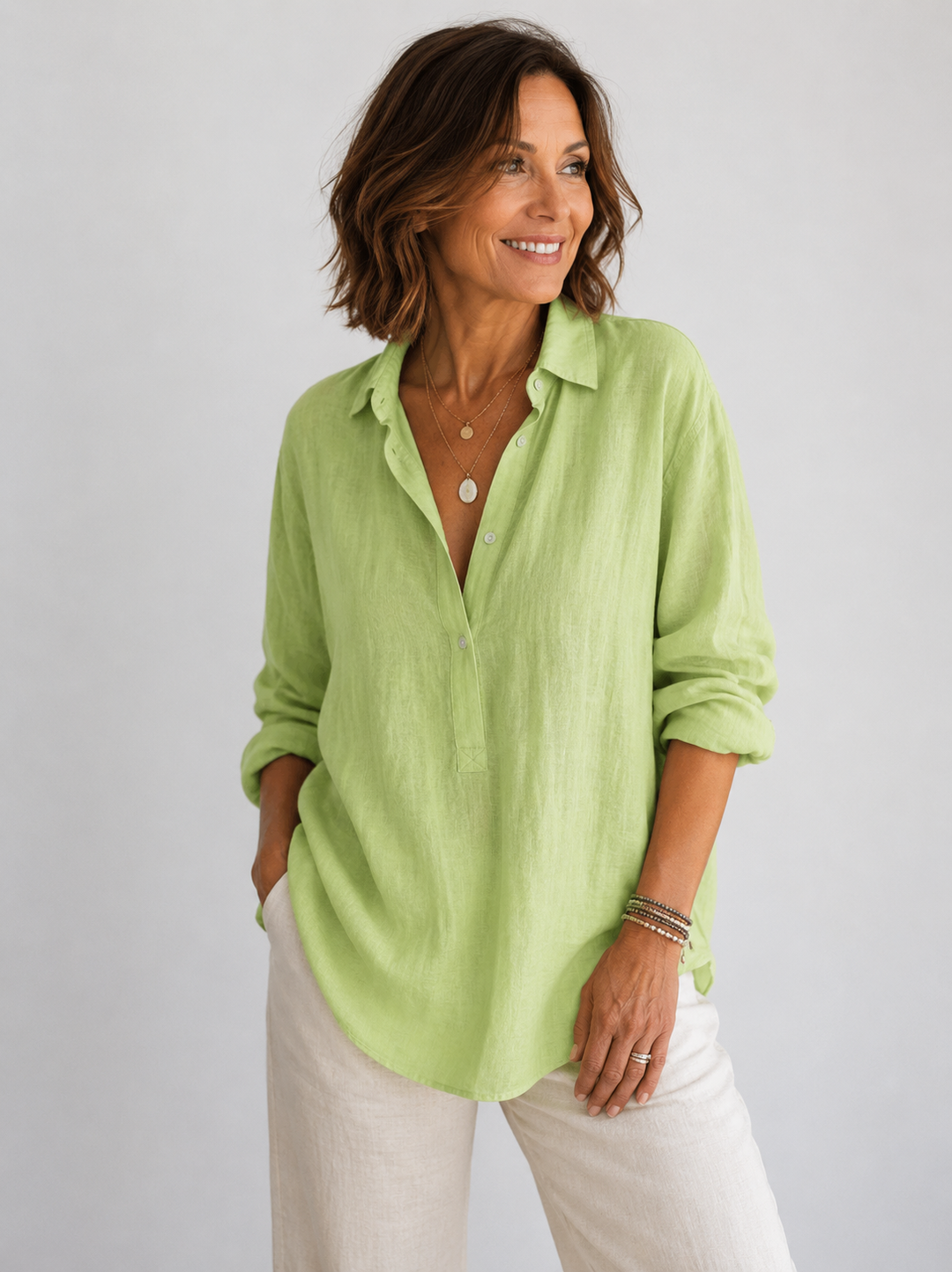 Lily™ | Coastal Breeze Linen Blouse