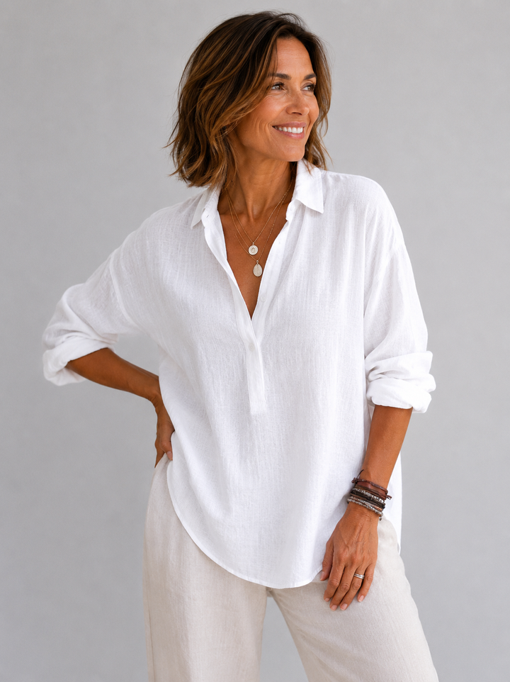 Lily™ | Coastal Breeze Linen Blouse