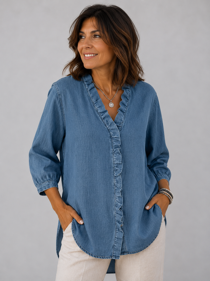 Savannah™ | Ruffle Denim Blouse