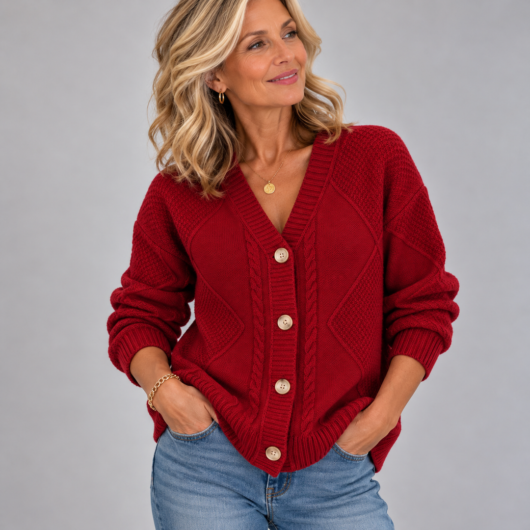 Joyce | Vintage Cable Knit Button Cardigan