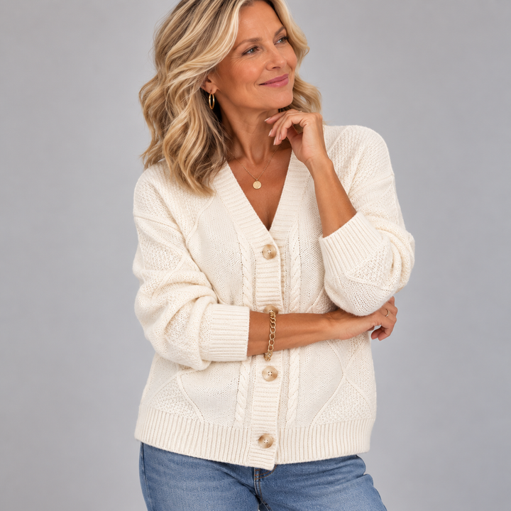 Joyce | Vintage Cable Knit Button Cardigan