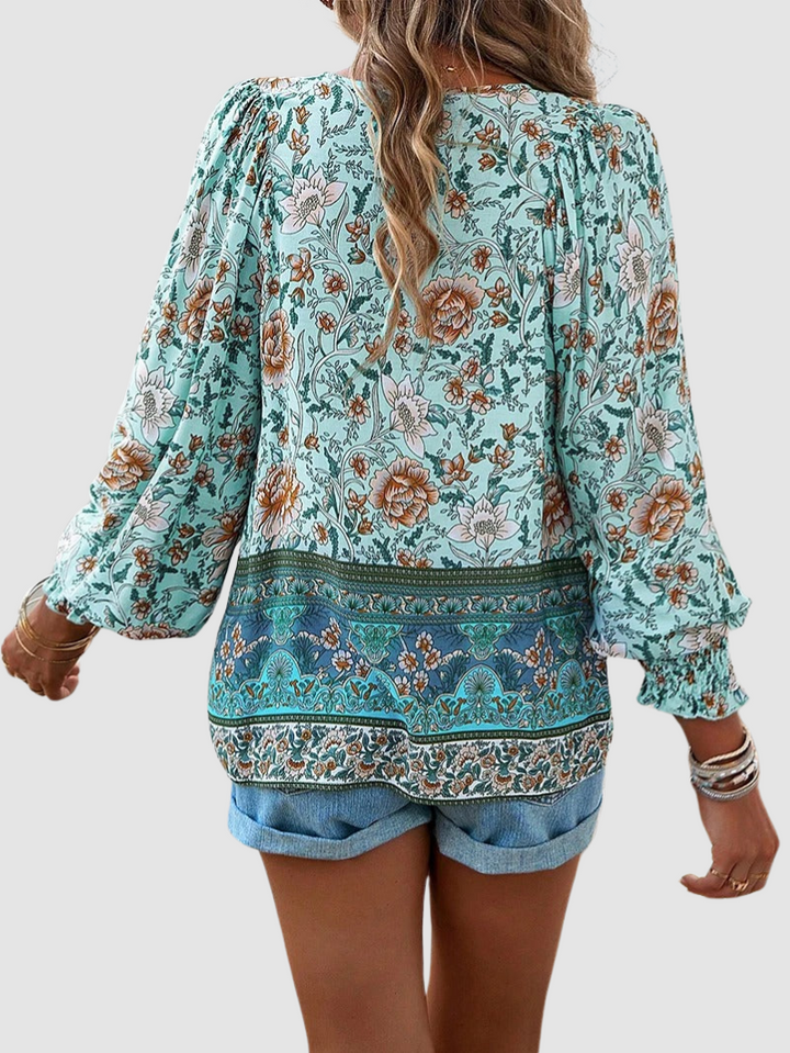 Audry | Floral Ruffle Cuff Blouse