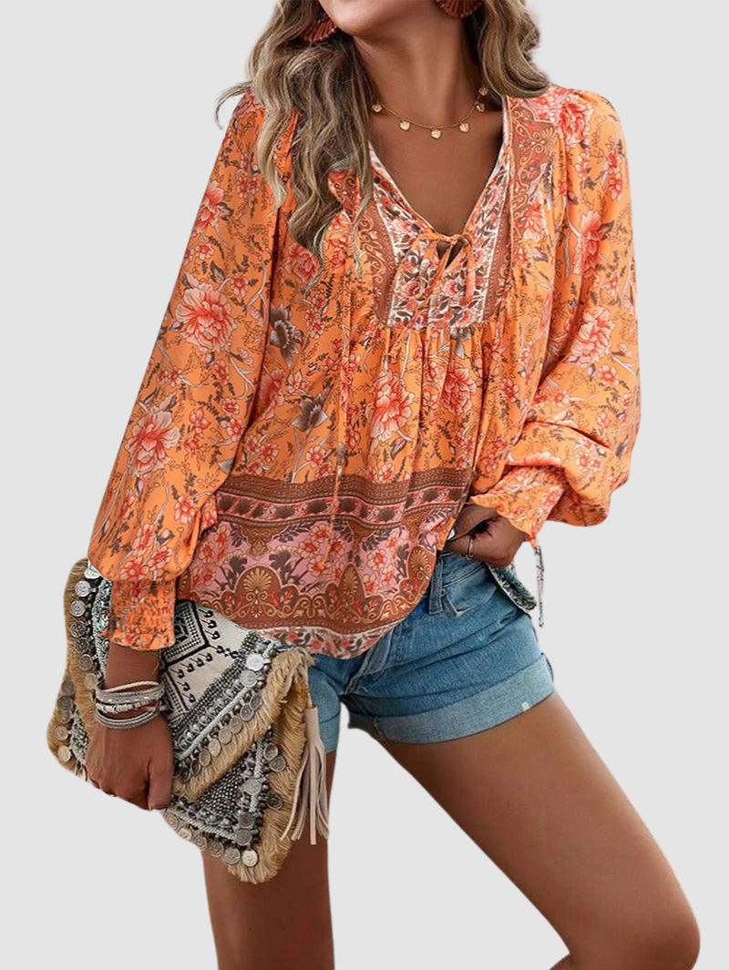 Audry | Floral Ruffle Cuff Blouse