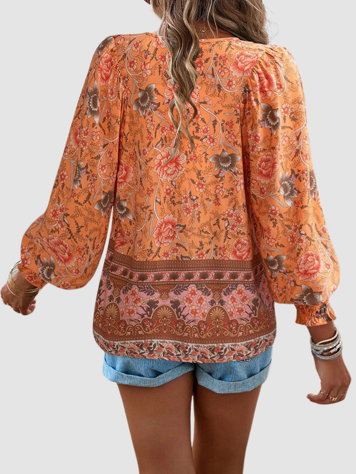 Audry | Floral Ruffle Cuff Blouse