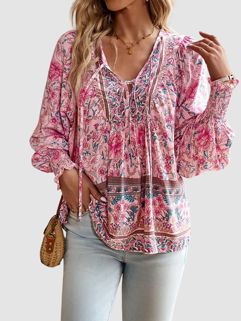 Audry | Floral Ruffle Cuff Blouse