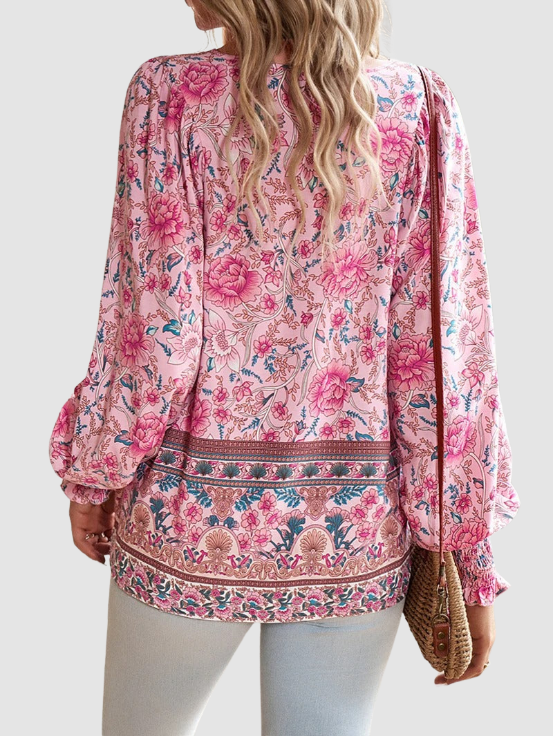 Audry | Floral Ruffle Cuff Blouse