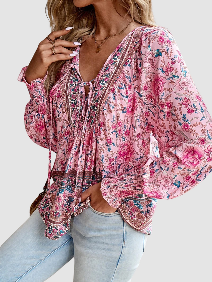 Audry | Floral Ruffle Cuff Blouse