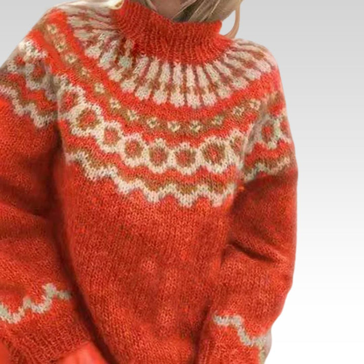 Ring Pattern Yoke Knit Sweater Sandra
