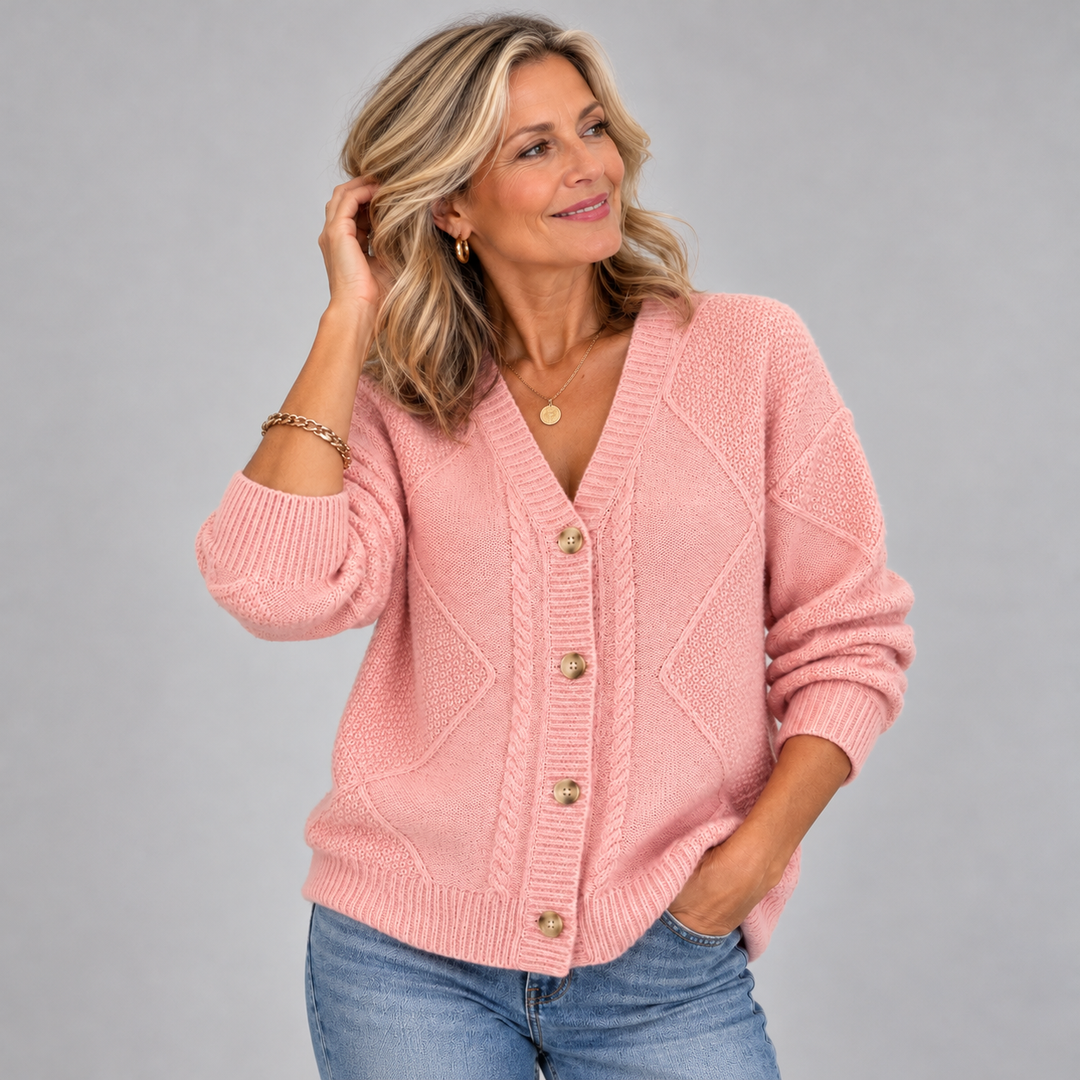 Joyce | Vintage Cable Knit Button Cardigan