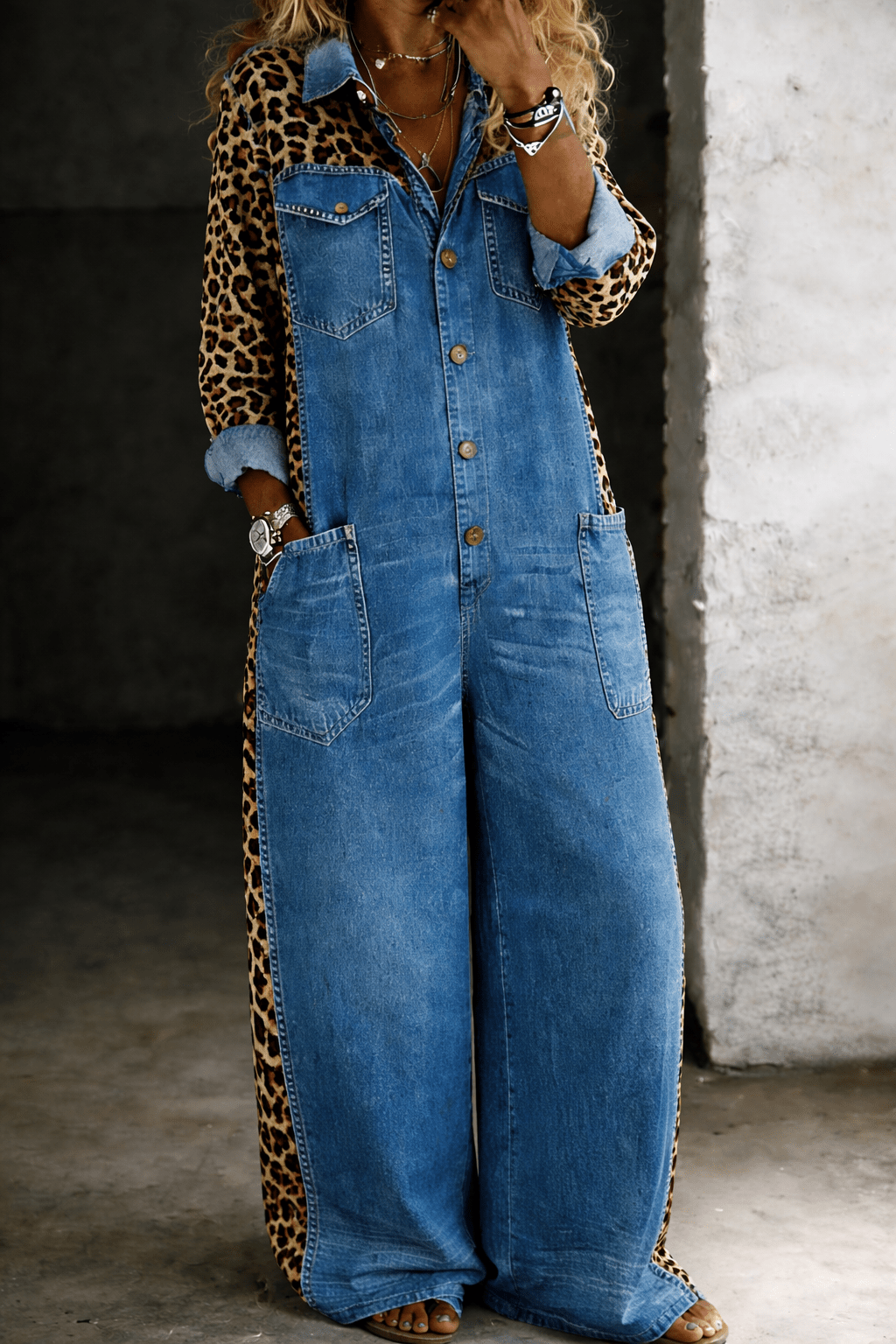 Amanda | Denim jumpsuit with long sleeves