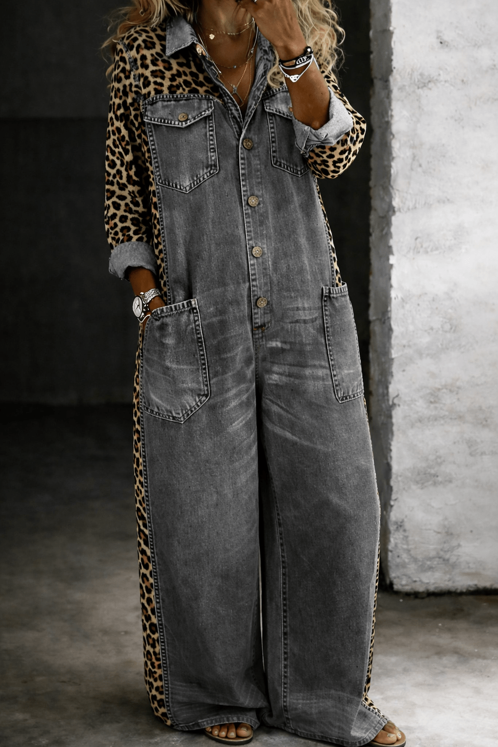 Amanda | Denim jumpsuit with long sleeves