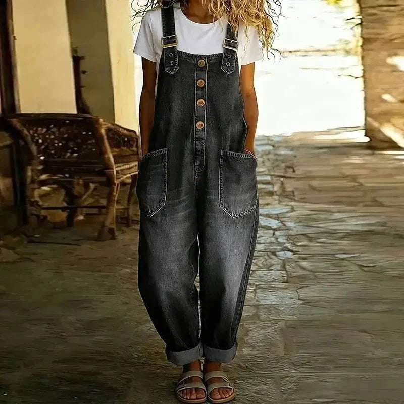 Carmen | Vintage denim jumpsuit with adjustable shoulder straps
