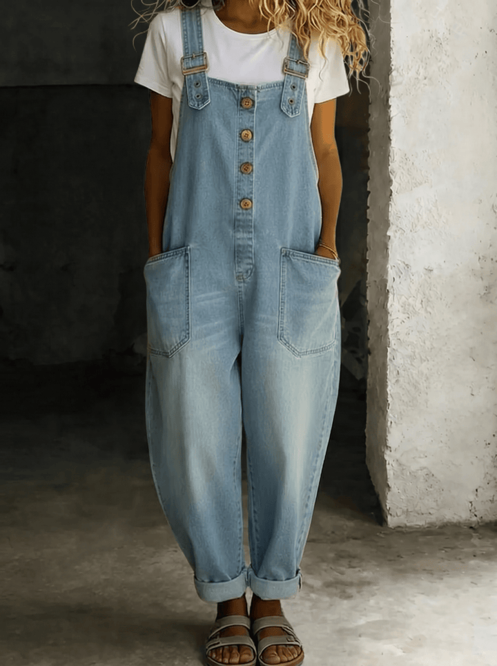 Carmen | Vintage denim jumpsuit with adjustable shoulder straps