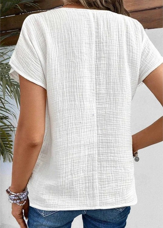 Casia | Button-Down Short Sleeve Blouse