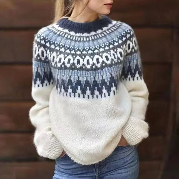 Navy Snowflake Yoke Knit Sweater Catherine