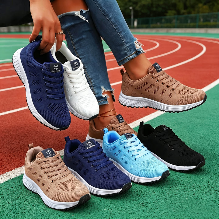 Mr.Modars Lage Damessneakers - EVA-schoenen met zool, meerdere kleuropties | Vierseizoenen vetersneakers voor sportschool, wandelen | Lichtgewicht &amp; duurzaam vliegend geweven ontwerp, meerdere kleuropties, pasvorm &amp; comfortabel voor wandelen