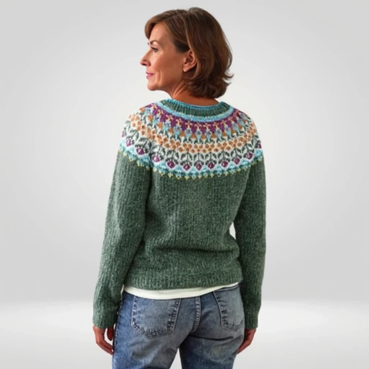 Evergreen Nordic Yoke Knit Sweater Grace