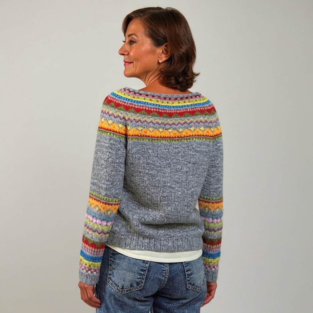 Rainbow Yoke Knit Sweater Sharon