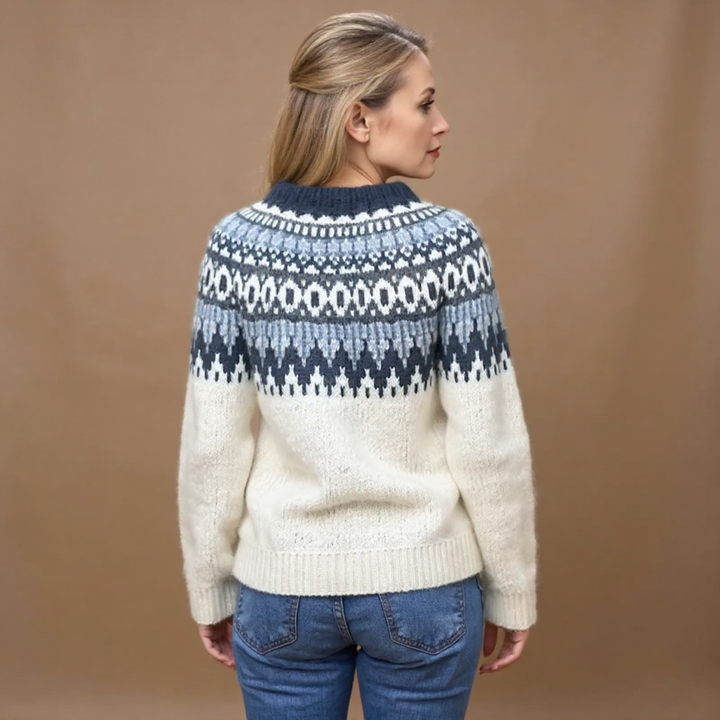 Navy Snowflake Yoke Knit Sweater Catherine