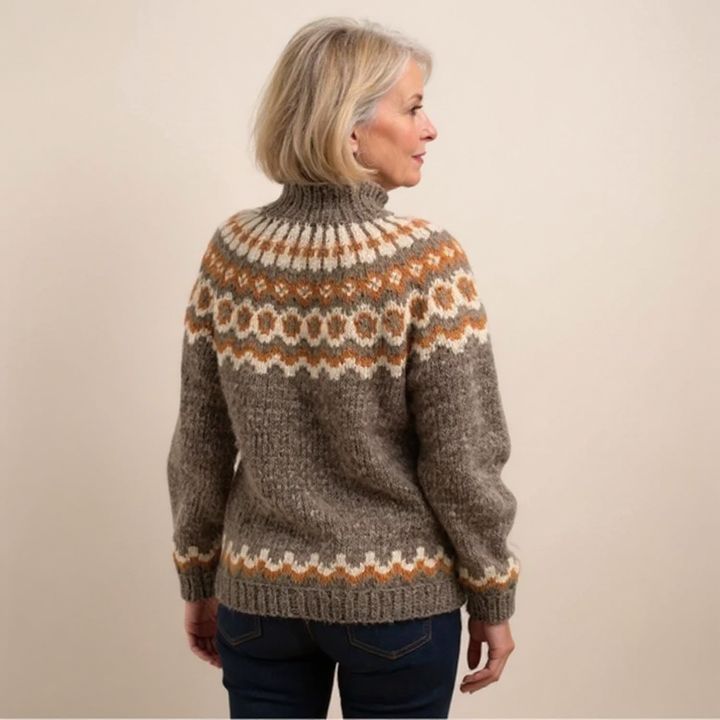 Ring Pattern Yoke Knit Sweater Sandra