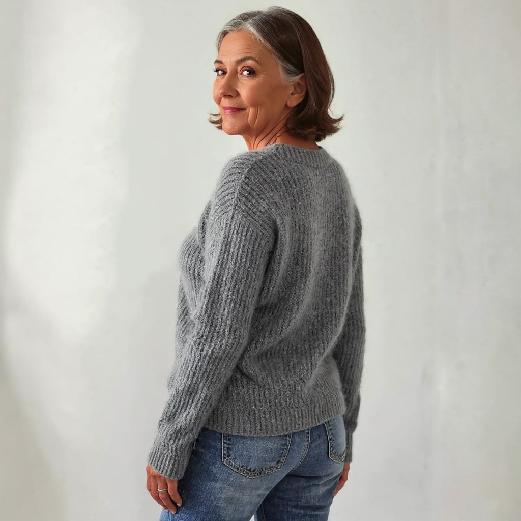 Gray Sheep Motif Knit Sweater Nancy