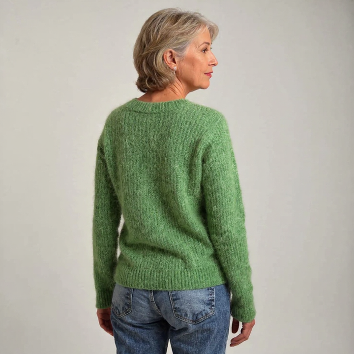 Green Sheep Motif Knit Sweater Helen