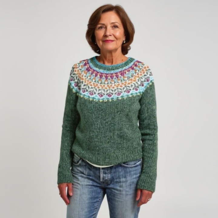 Evergreen Nordic Yoke Knit Sweater Grace
