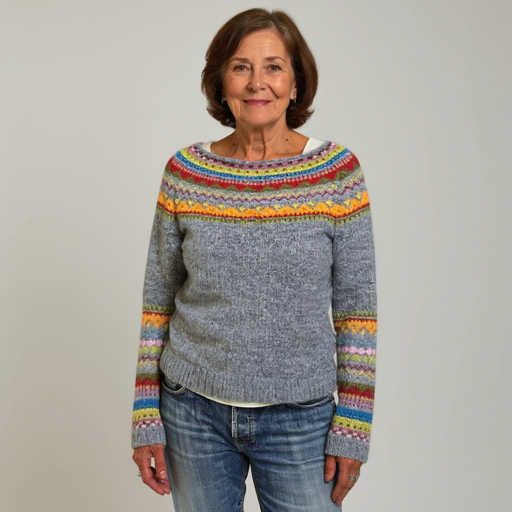 Rainbow Yoke Knit Sweater Sharon