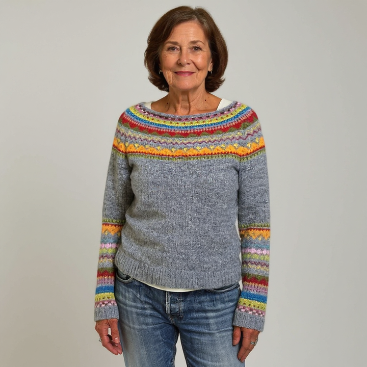 Rainbow Yoke Knit Sweater Sharon