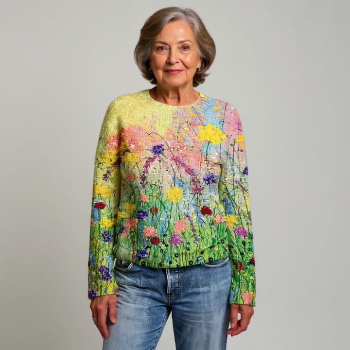 Watercolor Meadow Knit Sweater Theresa