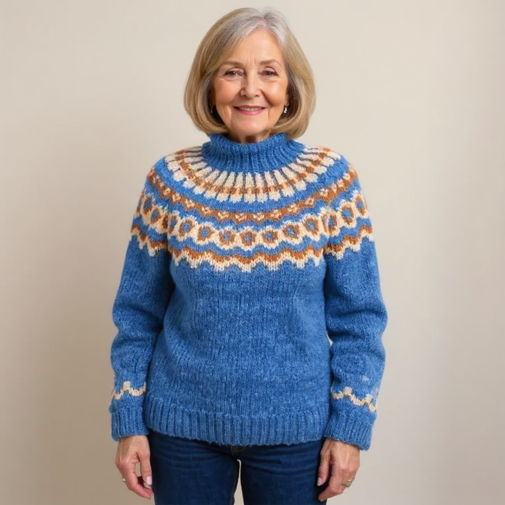 Ring Pattern Yoke Knit Sweater Sandra