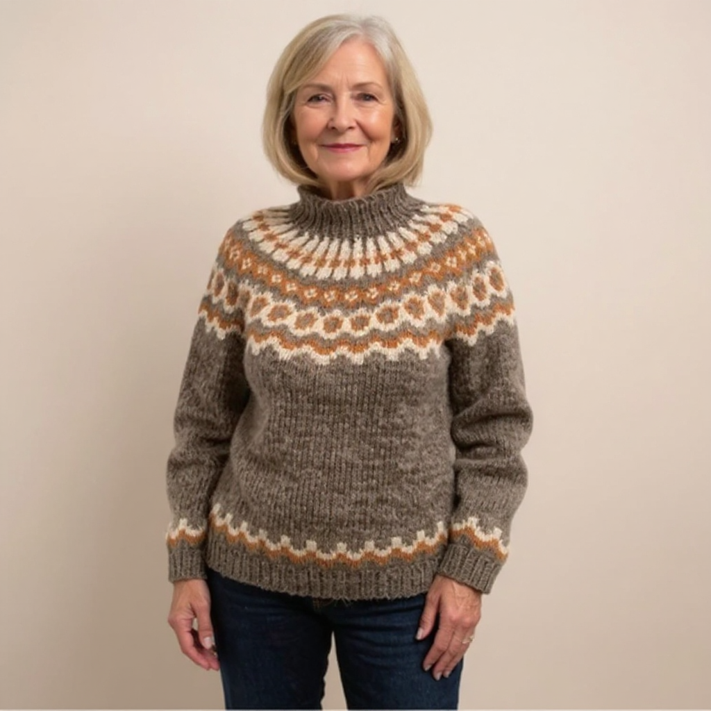 Ring Pattern Yoke Knit Sweater Sandra
