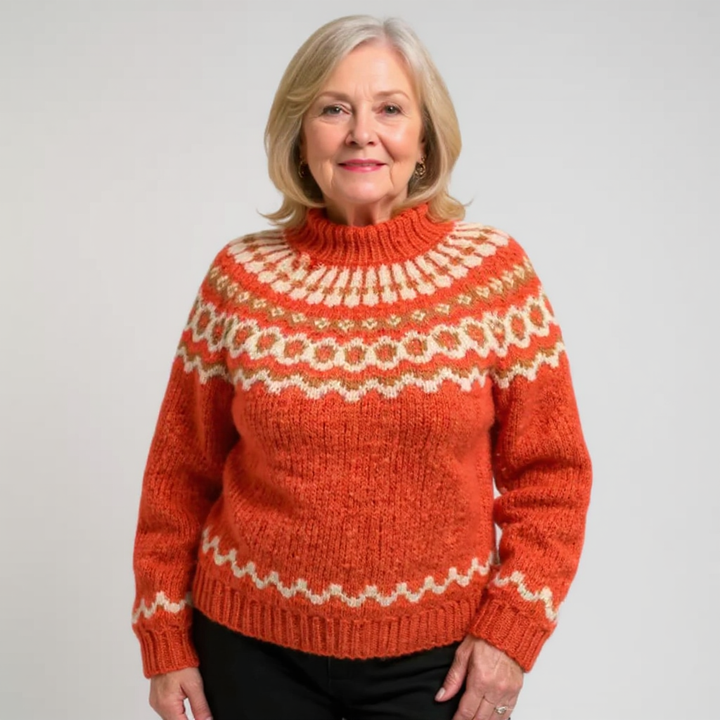 Ring Pattern Yoke Knit Sweater Sandra