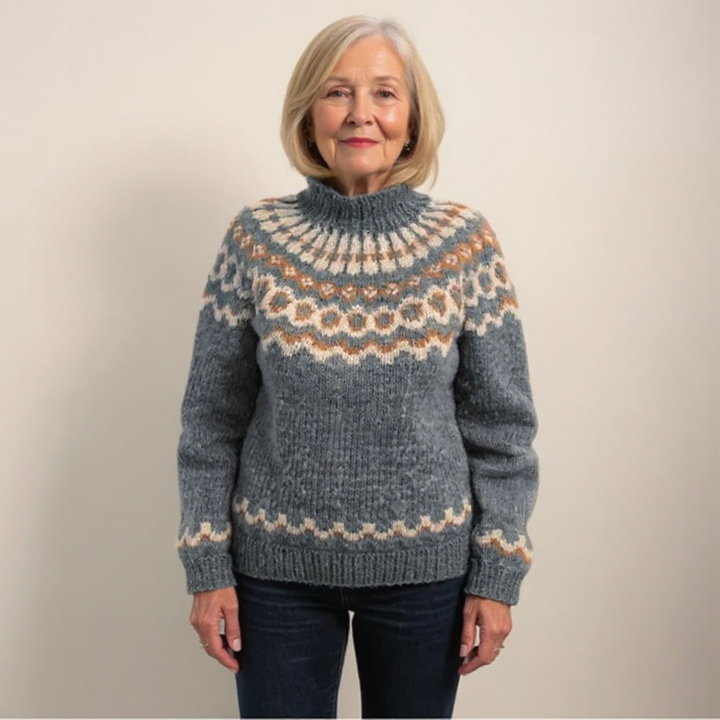 Ring Pattern Yoke Knit Sweater Sandra