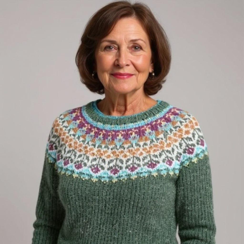 Evergreen Nordic Yoke Knit Sweater Grace