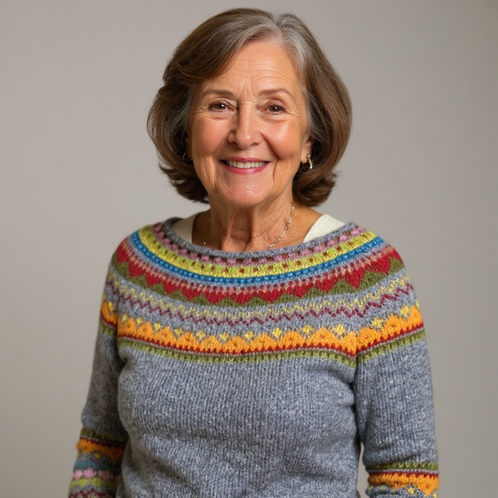 Rainbow Yoke Knit Sweater Sharon