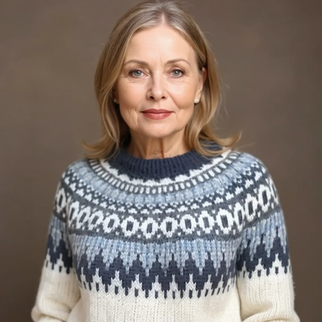 Navy Snowflake Yoke Knit Sweater Catherine
