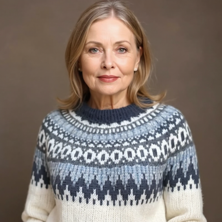 Navy Snowflake Yoke Knit Sweater Catherine