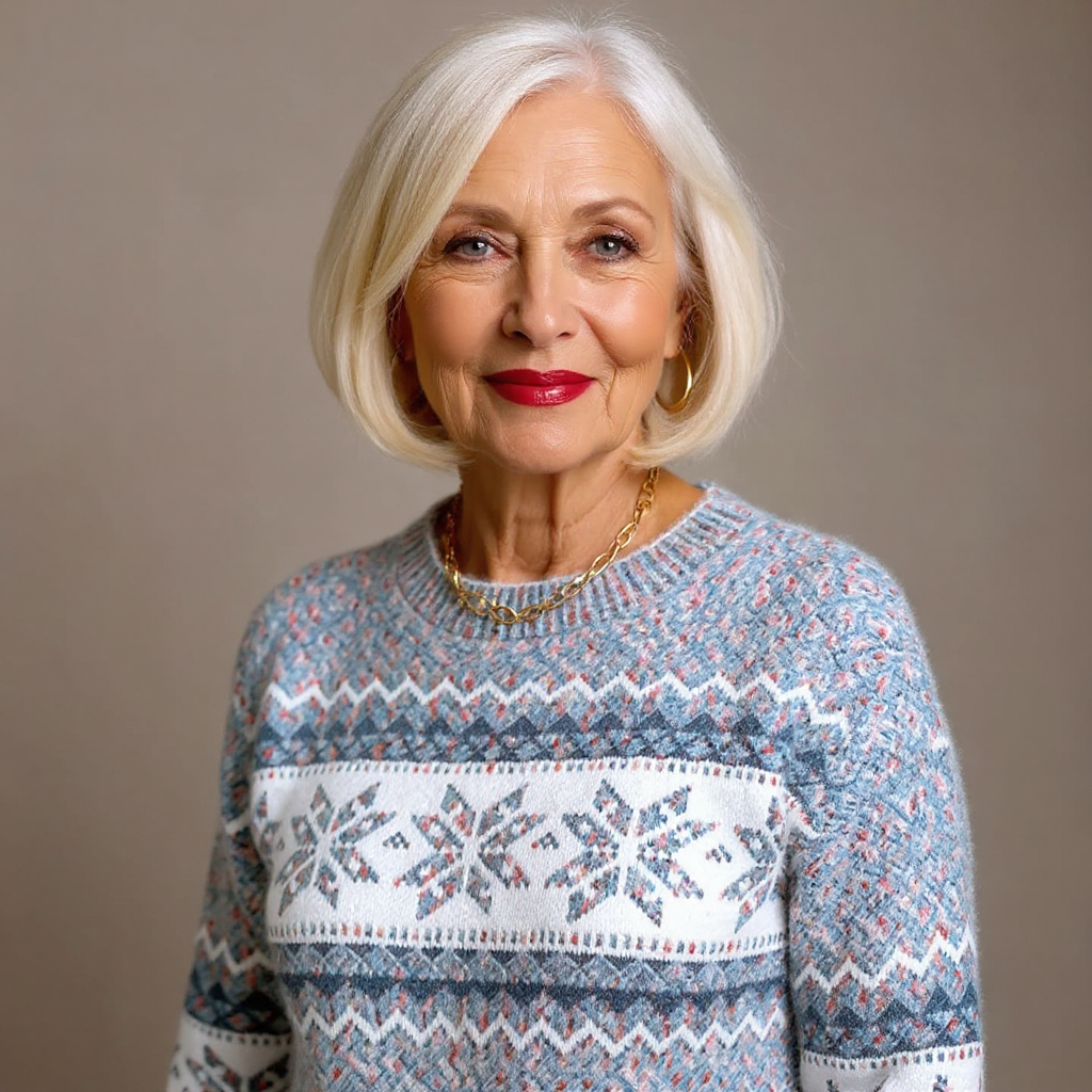Snowflake Band Knit Sweater Barbara