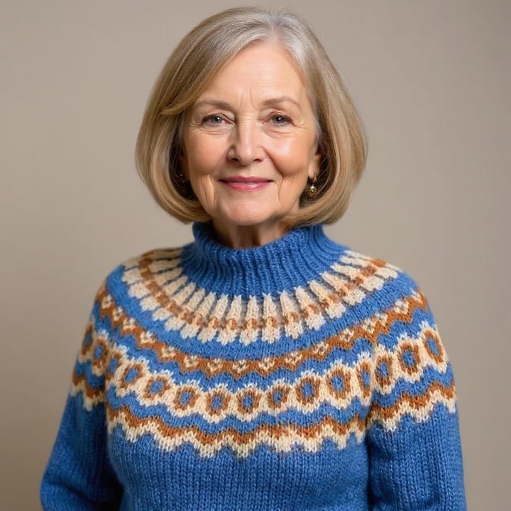Ring Pattern Yoke Knit Sweater Sandra