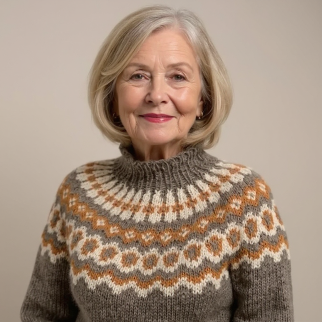 Ring Pattern Yoke Knit Sweater Sandra
