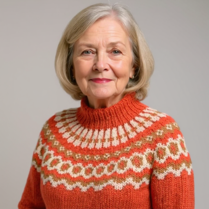 Ring Pattern Yoke Knit Sweater Sandra