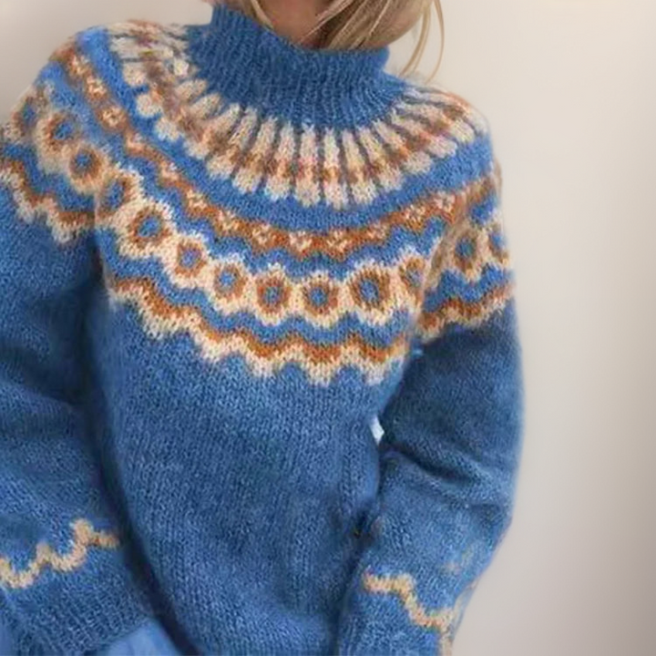Ring Pattern Yoke Knit Sweater Sandra