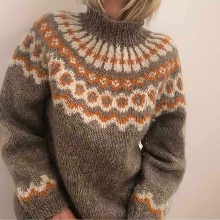Ring Pattern Yoke Knit Sweater Sandra