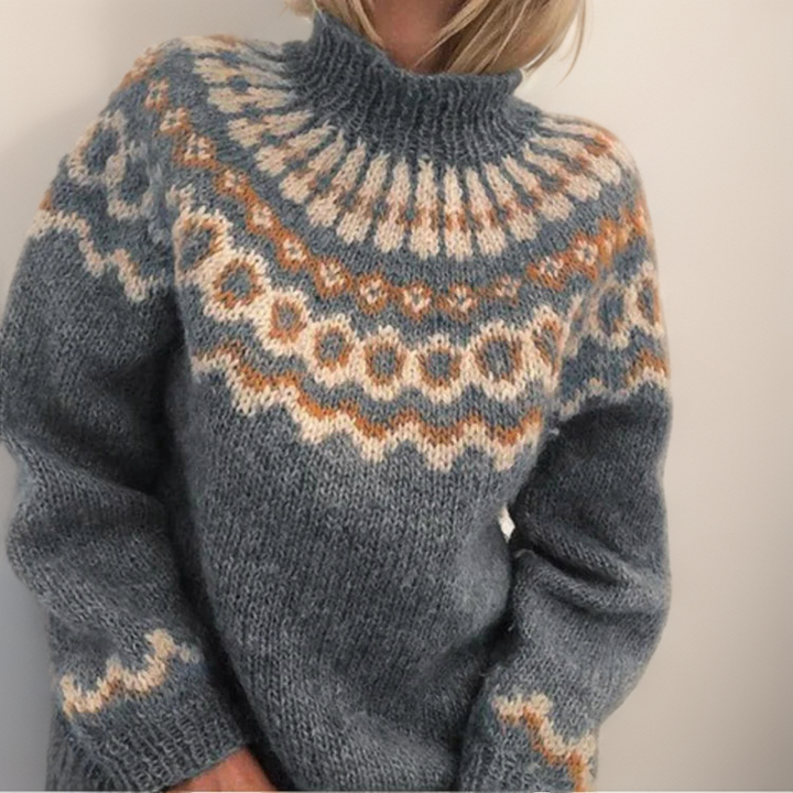 Ring Pattern Yoke Knit Sweater Sandra