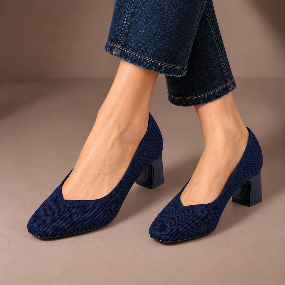 Mariella Square Heeled Court Shoes